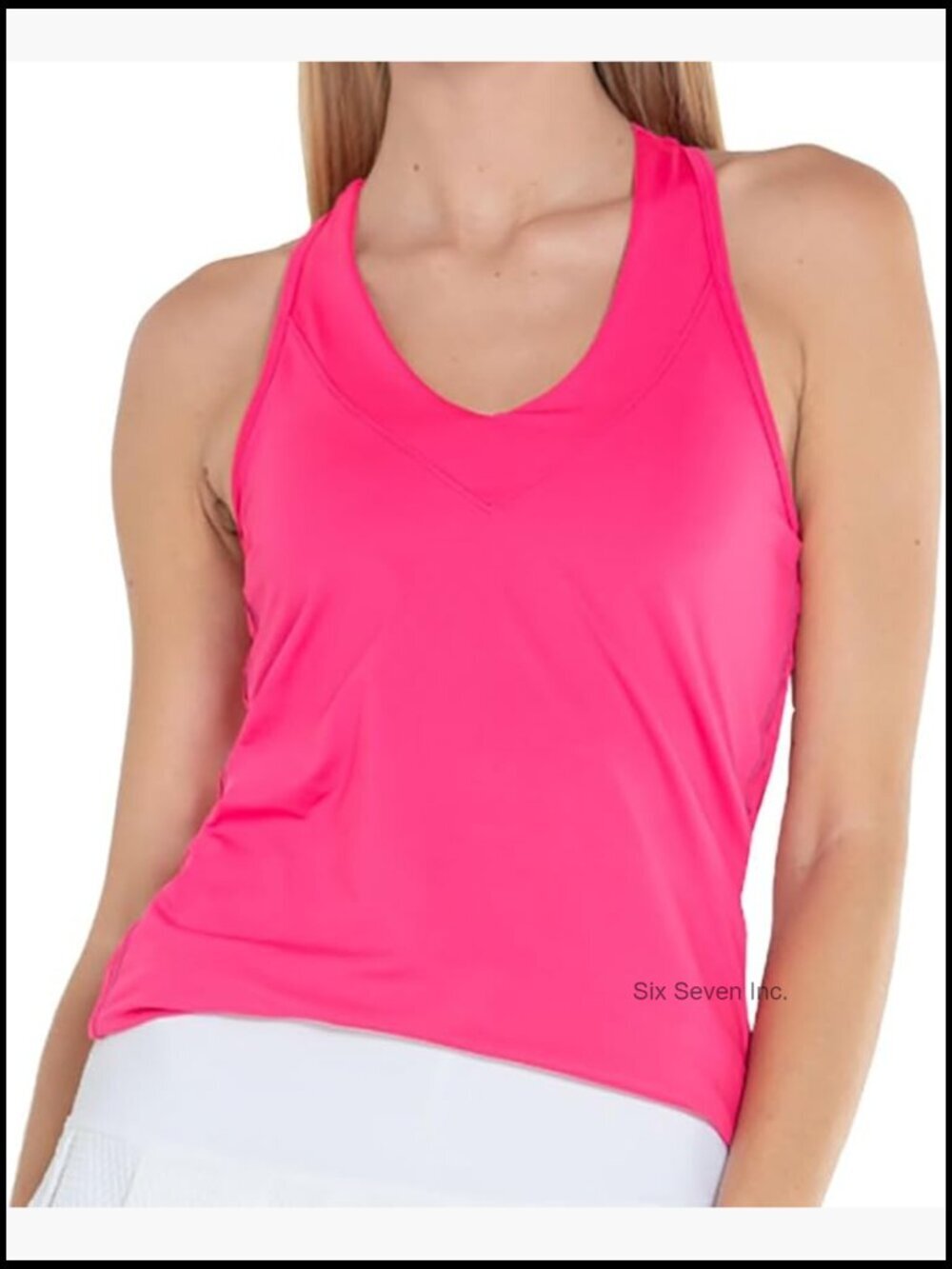 V-Neck Tank Top with Built-in Bra Racerback Mesh Inserts Tennis Activewear